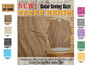 Cowboy Shirt Faded Denim w/ Pocket and Button Cuffs